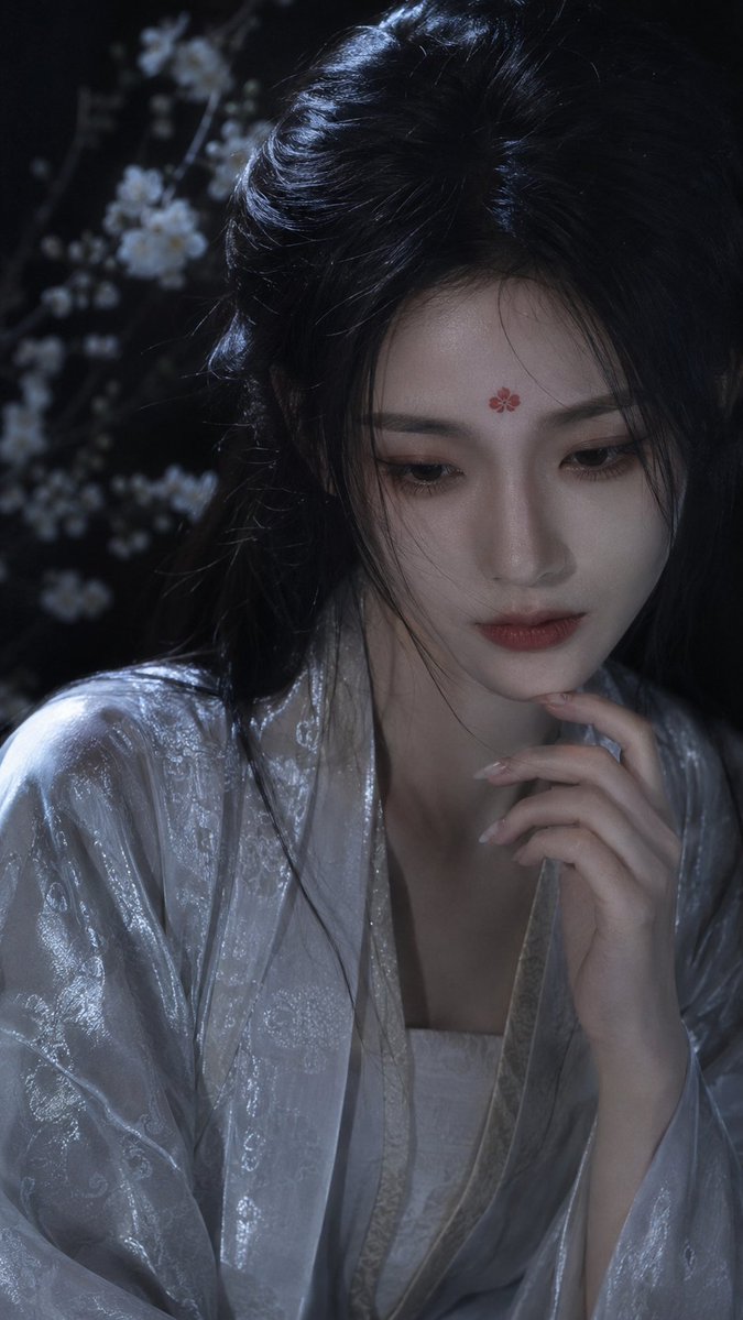 Portrait de beauté Hanfu au clair de lune