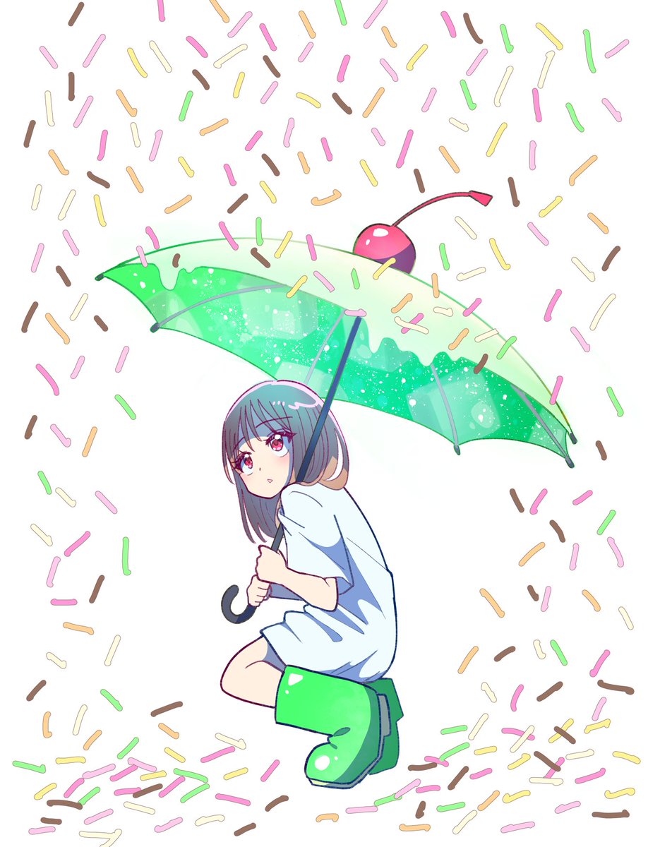 Anime-Mädchen mit Melonen-Soda-Regenschirm (1/3)