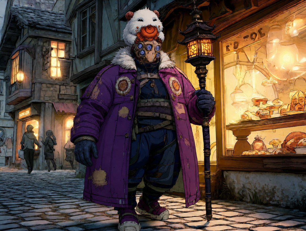 Accenditore Invernale Mascherato in un Vicolo Fantasy
