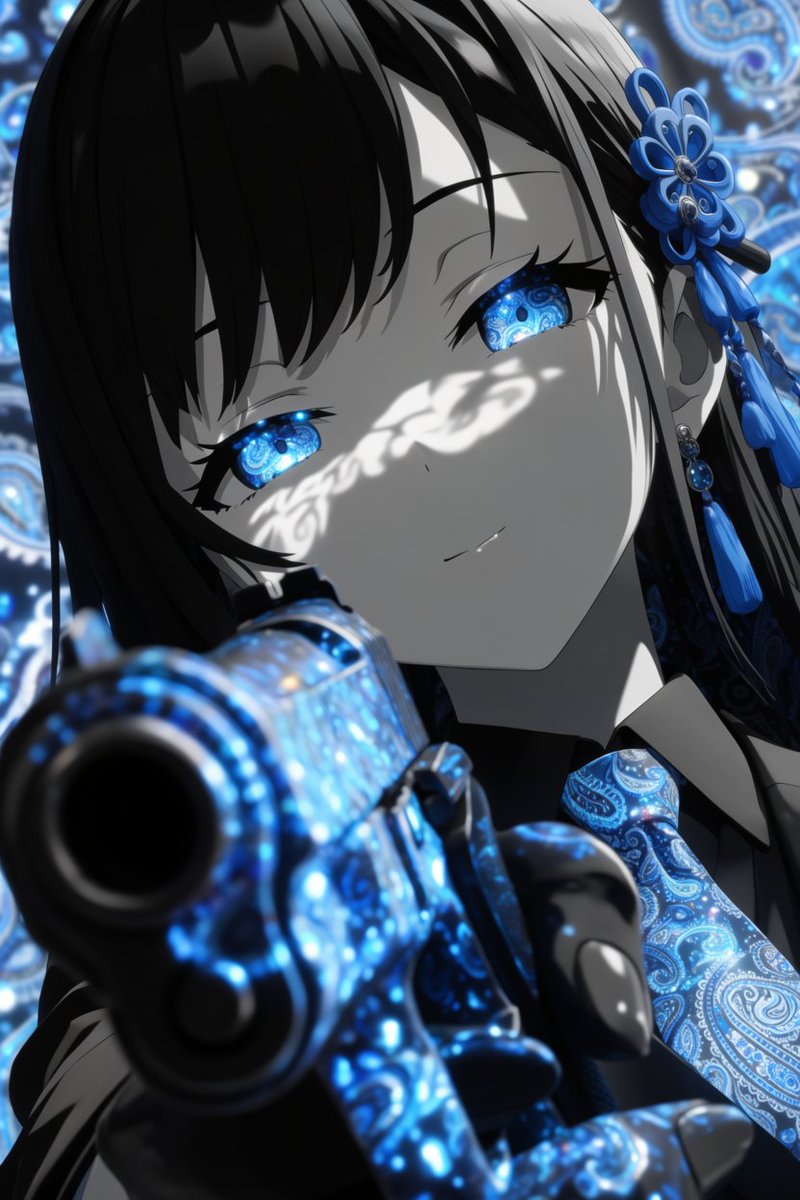 Portrait d'Arme Anime Paisley Bleu