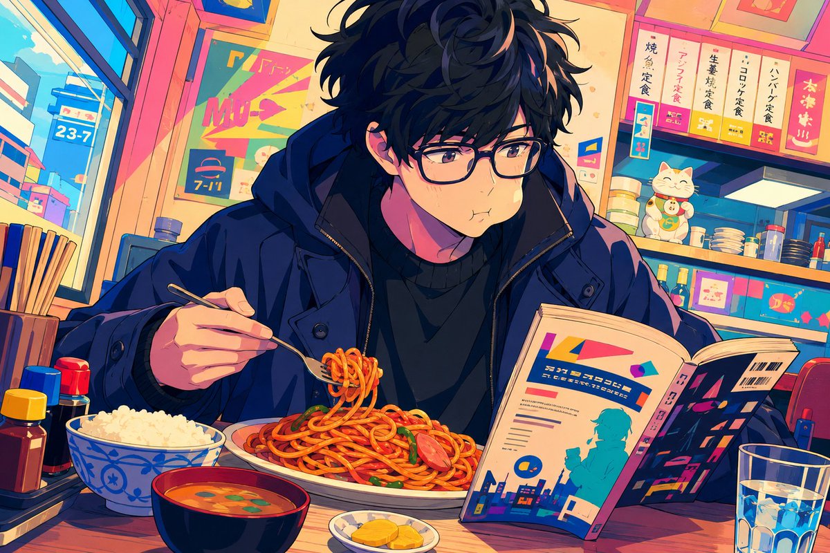 Escena de Comida de Anime en Diner