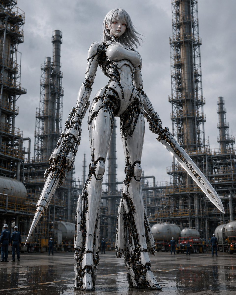 Robot Gigante Armato in Raffineria