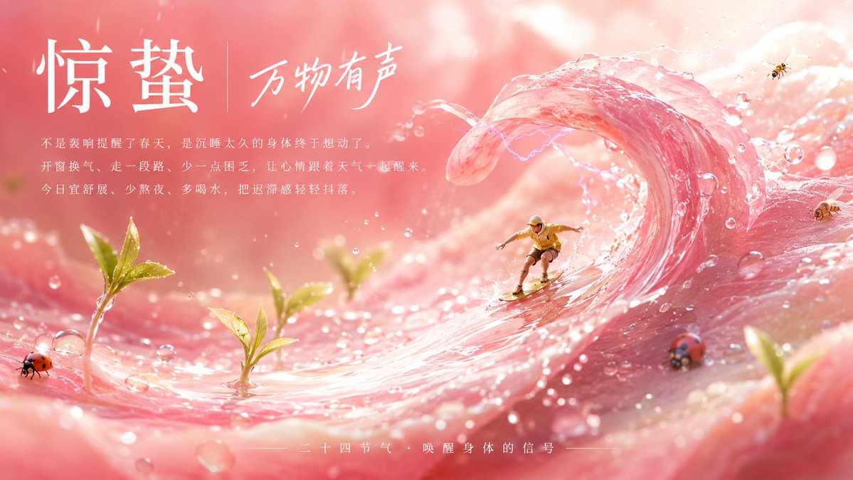 Jingzhe Pink Dew Wave Poster (1/4)