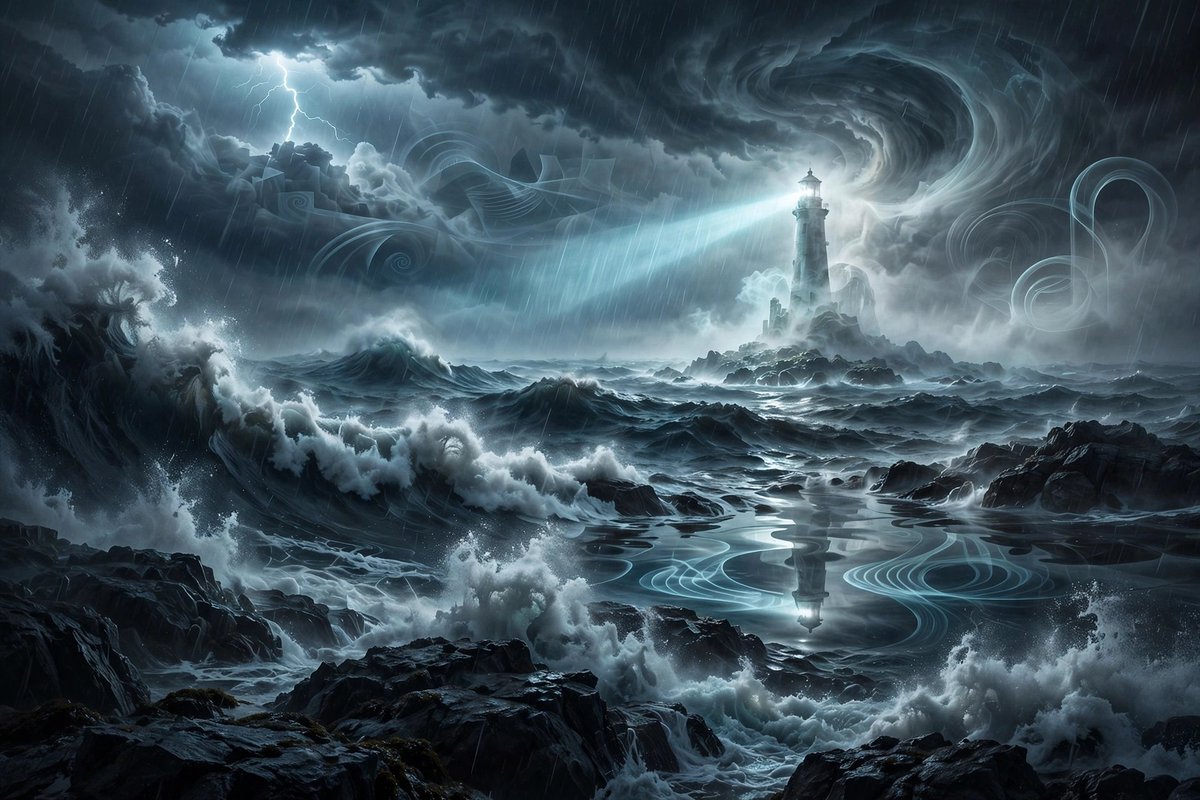 Ghostly Lighthouse Storm Seascape (1/2)