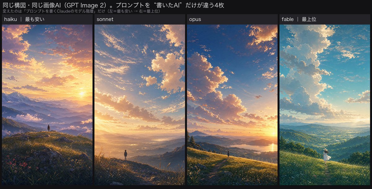 Comparação de Paisagem Anime de Quatro Painéis