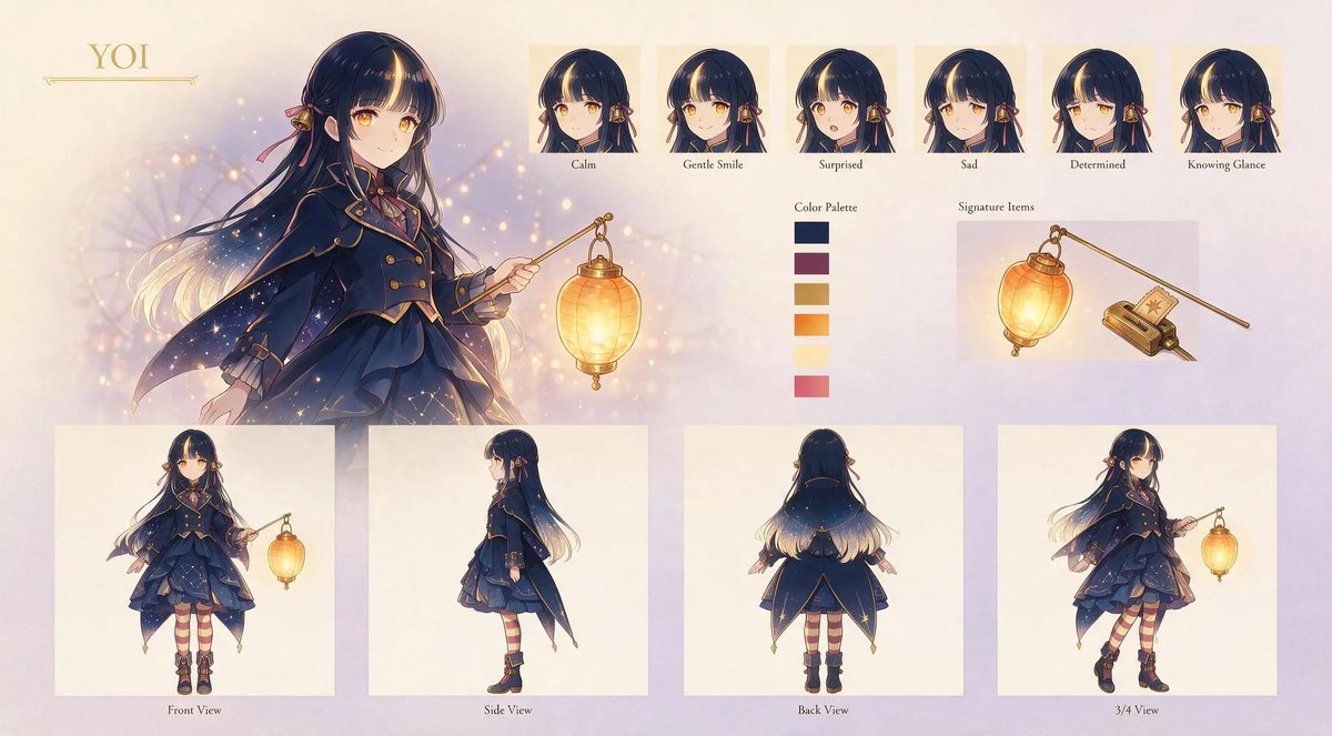 Scheda personaggio anime della ragazza con la lanterna (1/2)