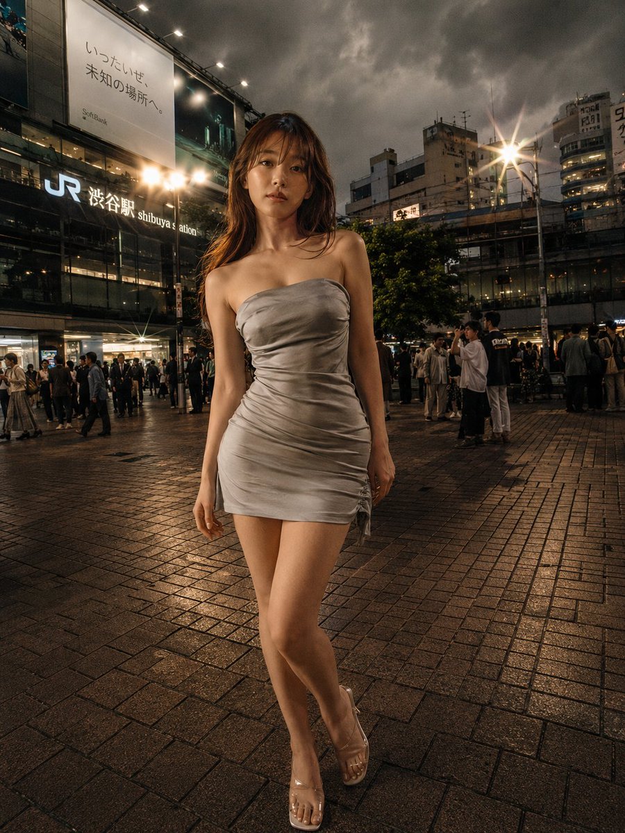 Ritratto di Moda Notturno alla Stazione di Shibuya