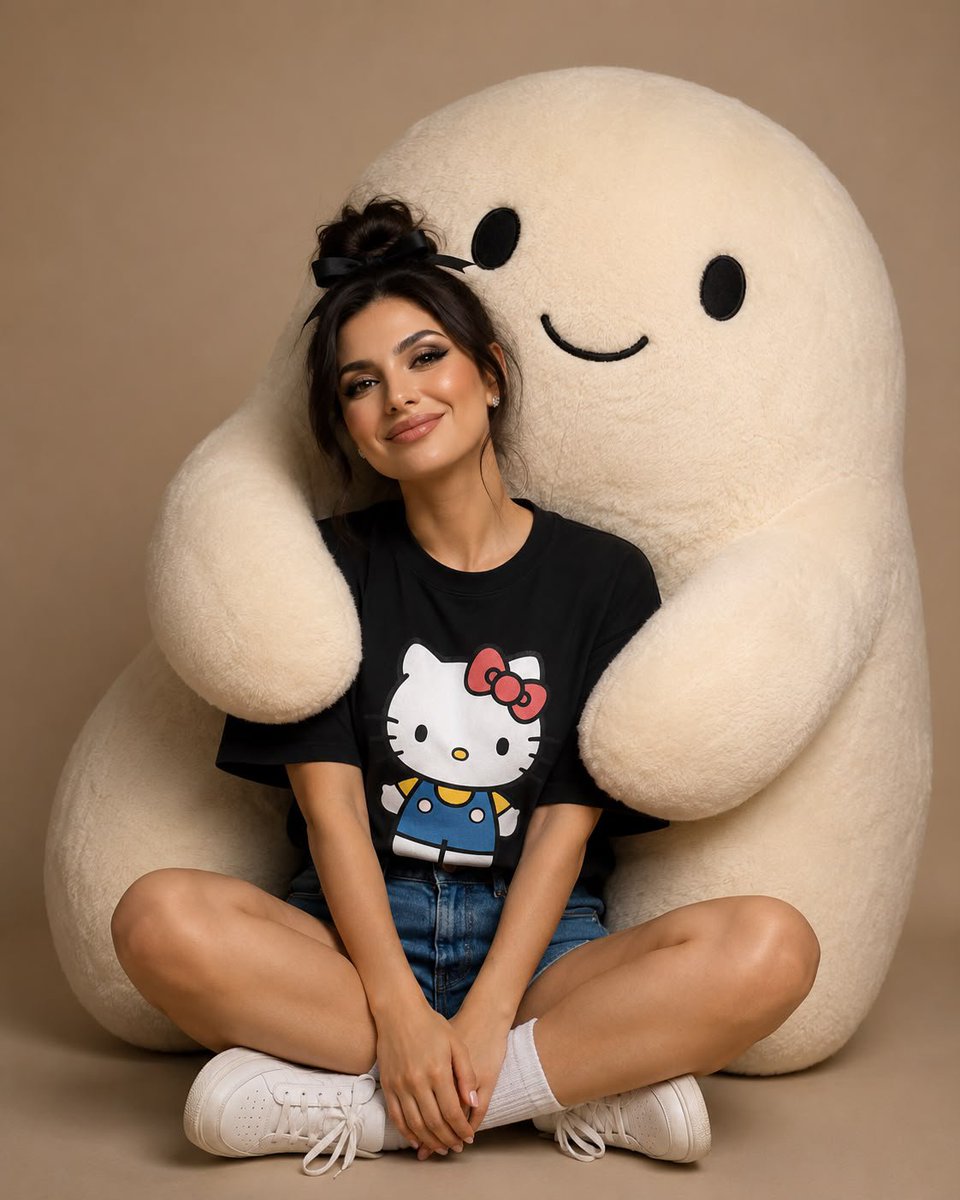 Accogliente ritratto in studio con personaggio peluche