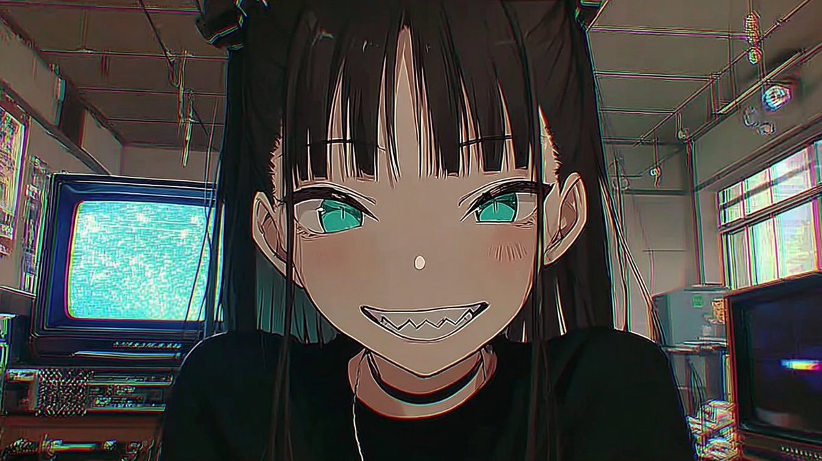 Retro 2.5D Anime CRT Mädchen