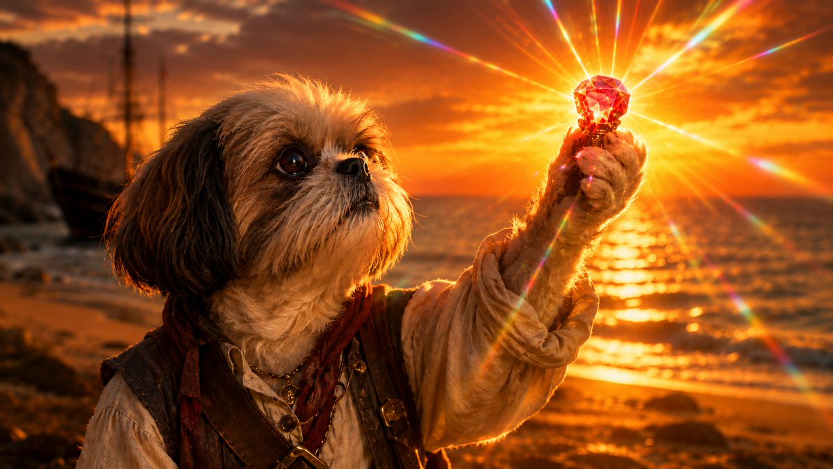 Shih Tzu Cacciatore di Tesori di Rubini al Tramonto