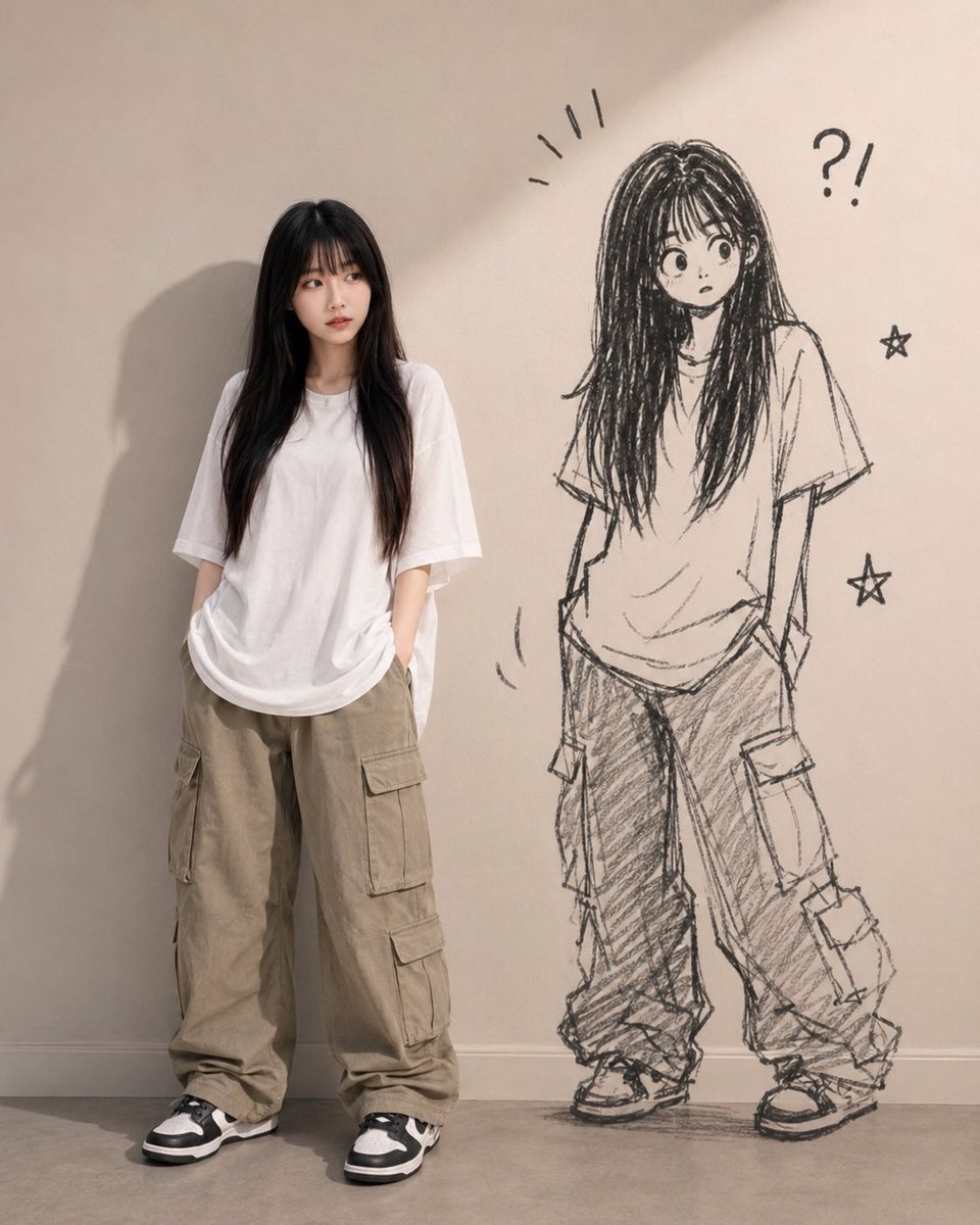 Quiet Girl With Playful Doodle Shadow (1/4)