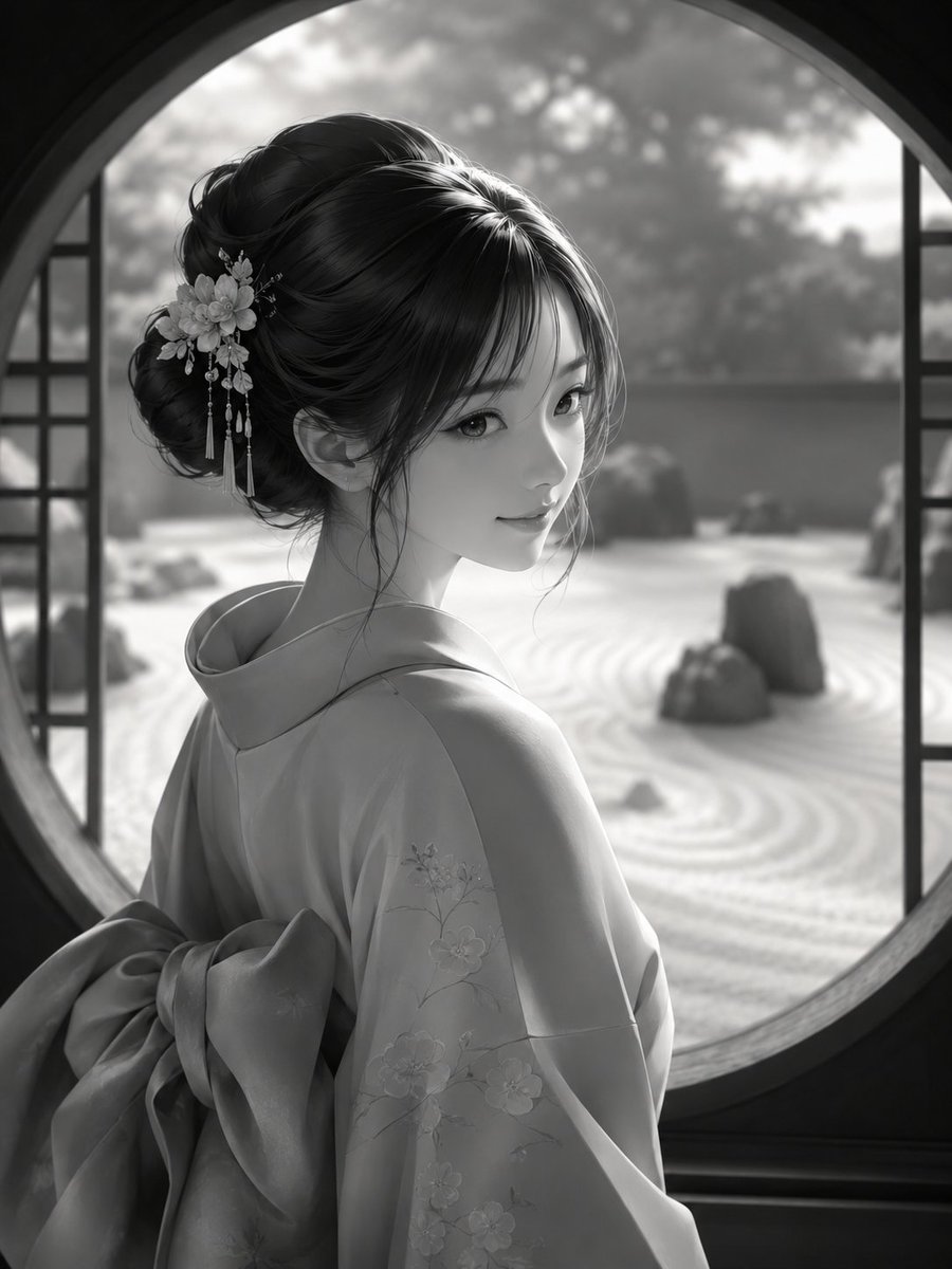 Monokrom Kimono Portresi