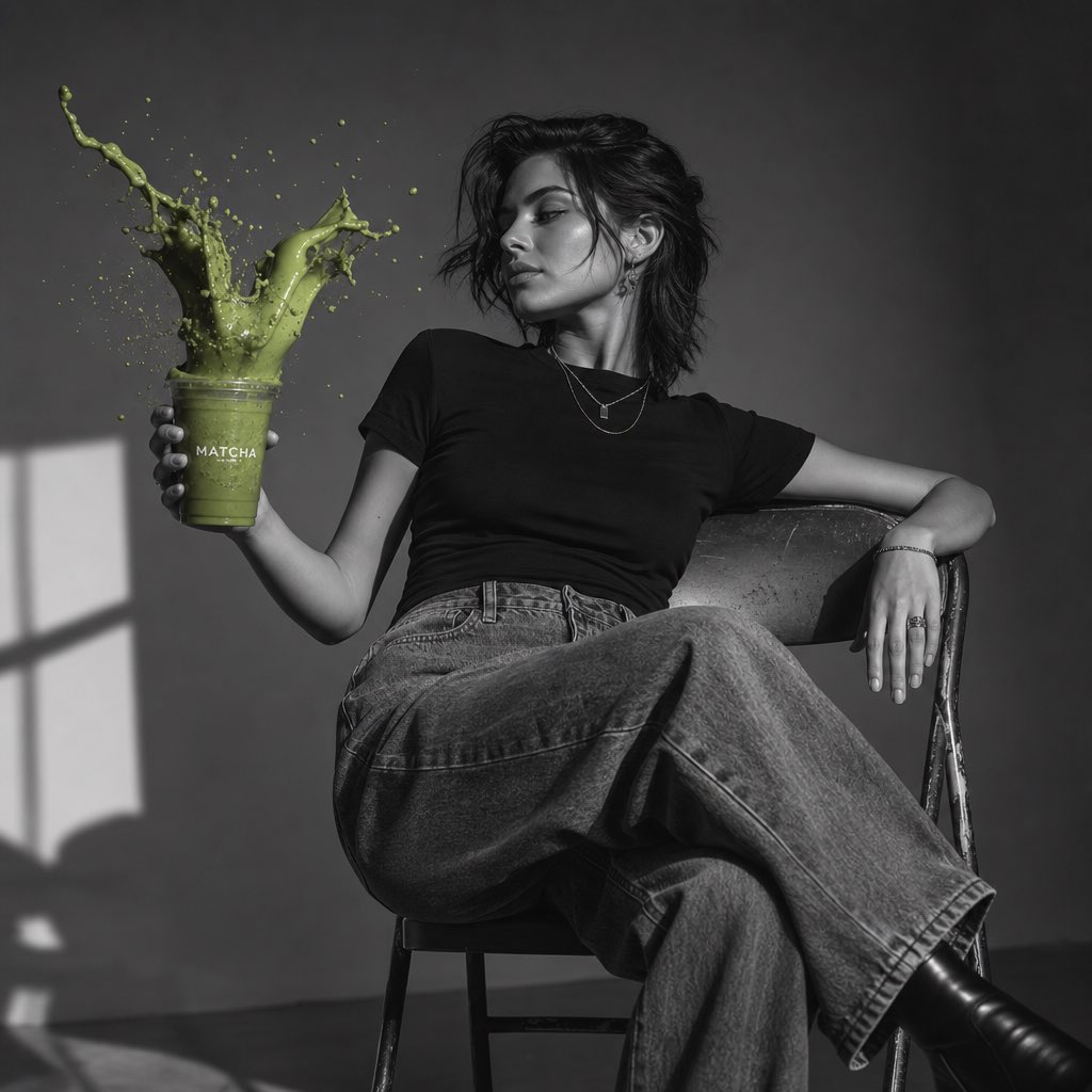 Matcha-Splash-Modeporträt