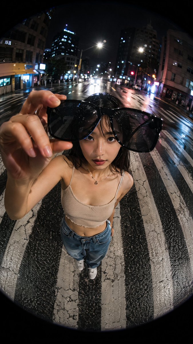 Potret Zebra Cross Malam Fisheye (1/2)