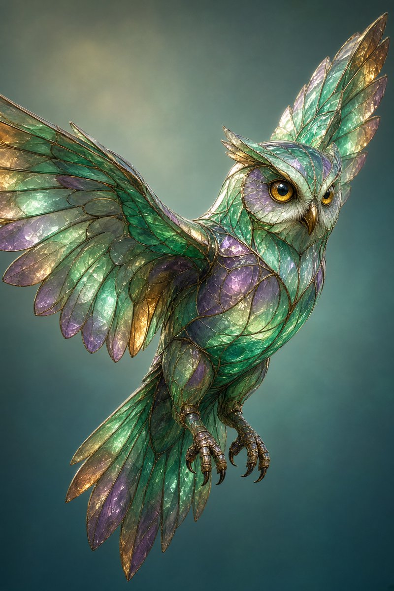 Hibou Volant Vitrail