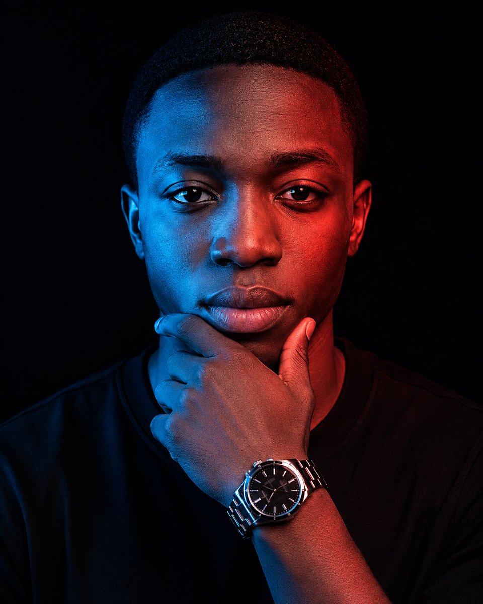 Cinematic Red Blue Split-Light Portrait (1/2)