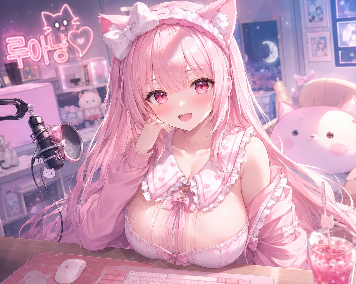 Estudio de Gato-Chica Pastel Rosa
