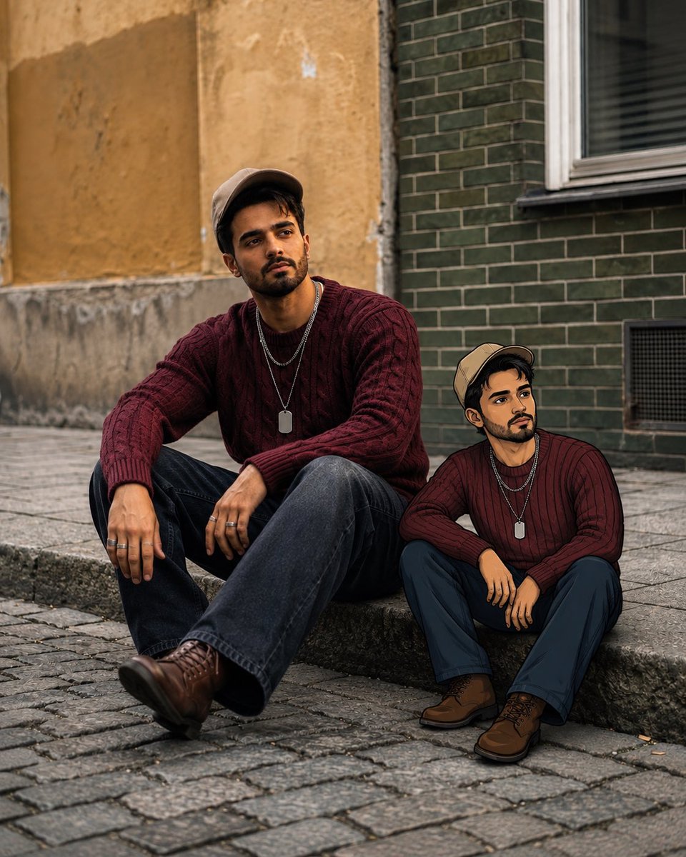 Foto editoriale di strada con versione a cartoni animati