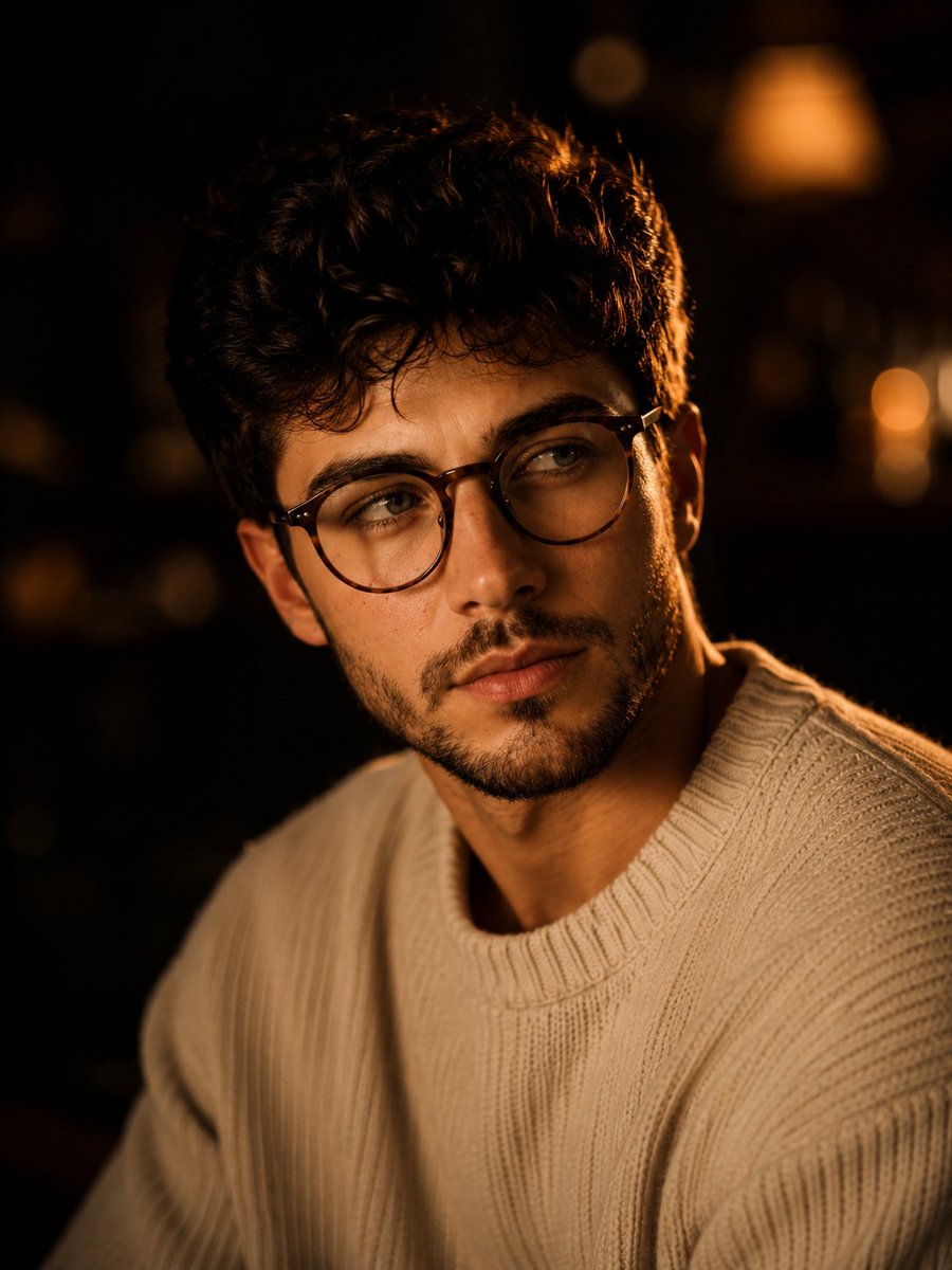 Portrait Masculin Cinématographique en Pull Tricoté (1/2)