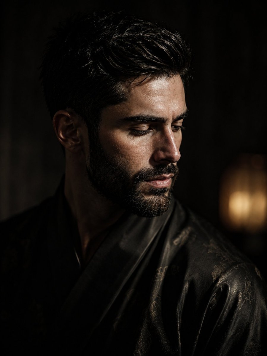 Retrato con Túnica de Seda Claroscuro