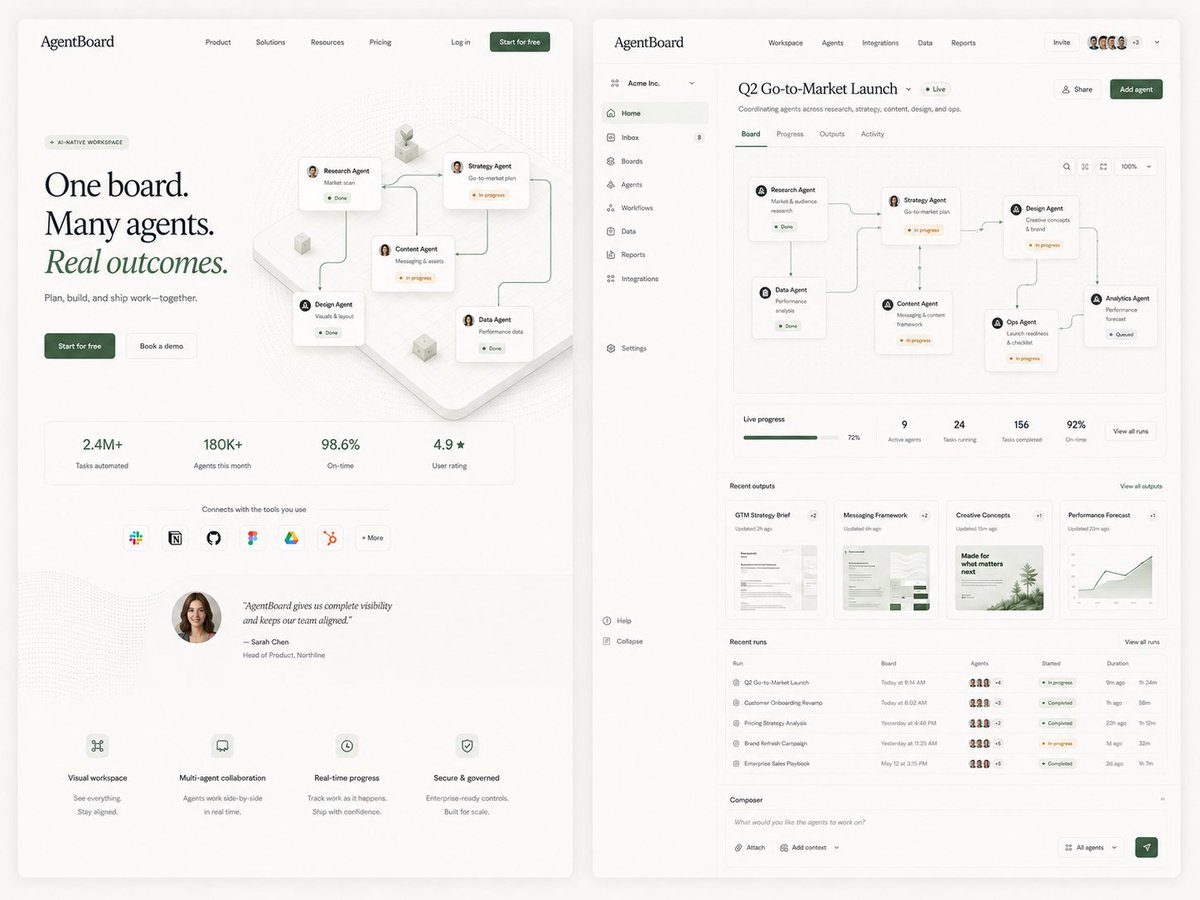 AgentBoard SaaS Landing and Dashboard UI (1/4)