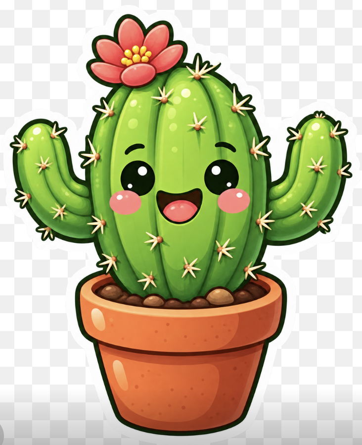 Kawaii Cactus Sticker Asset
