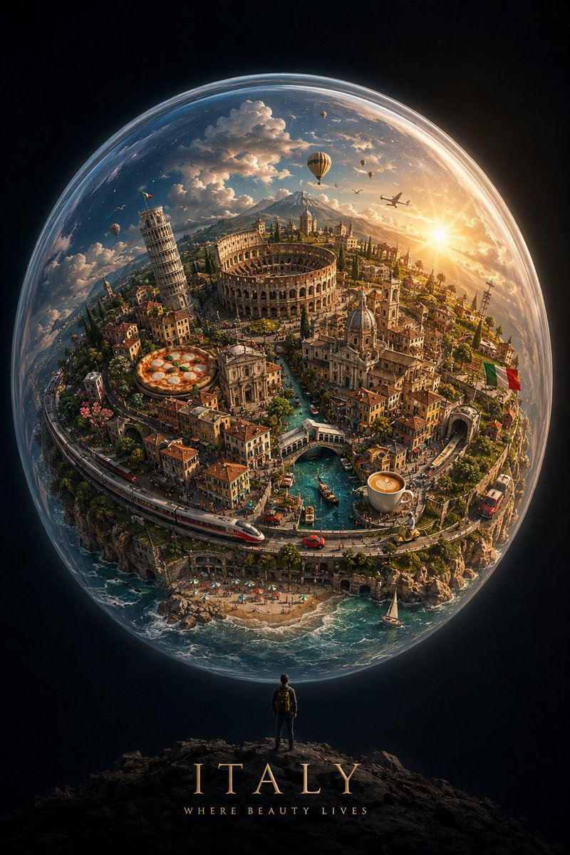 Schwebende Miniaturwelt-Reiseposter (1/4)