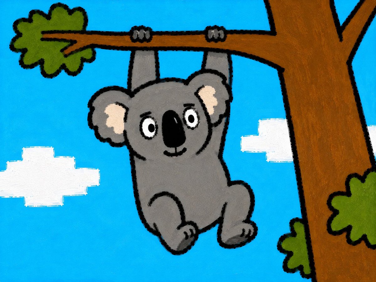 Childlike Koala Hanging From Tree (1/2)