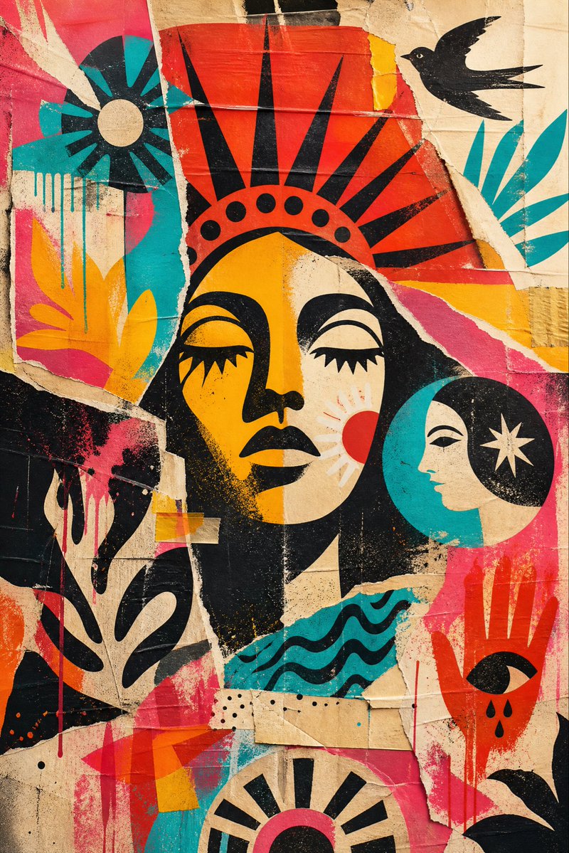 Collage di Poster Folk Intemperato