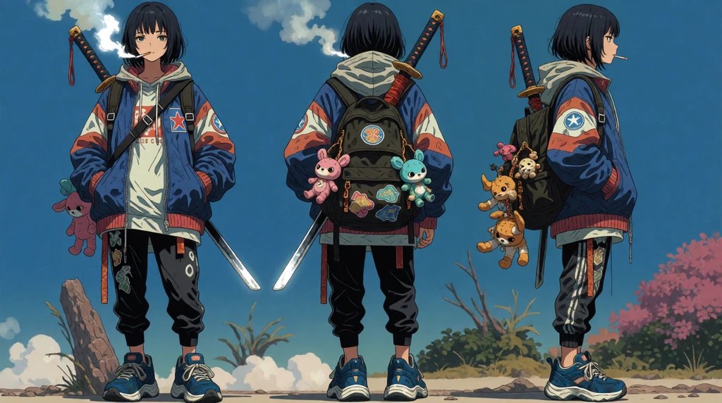 Urban Samurai Girl Turnaround Sheet