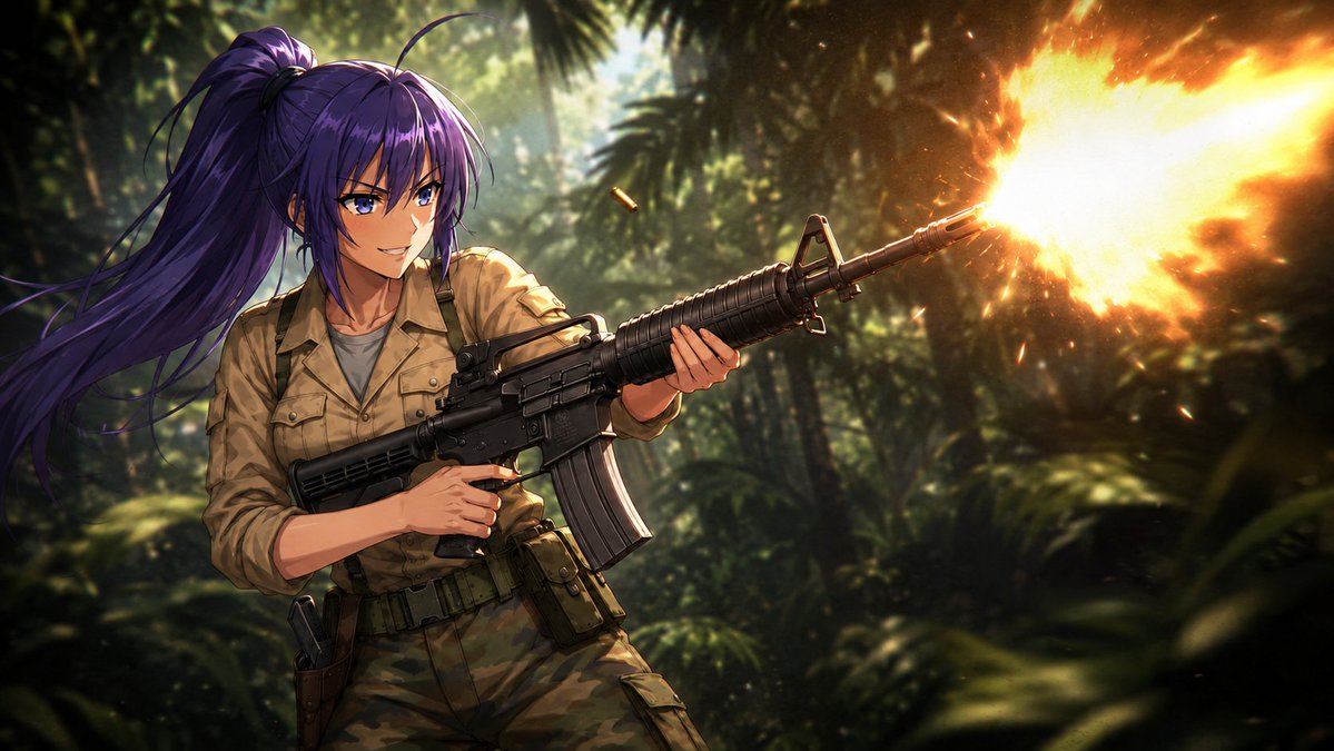 Anime Jungle Rifle Action Scene (1/3)