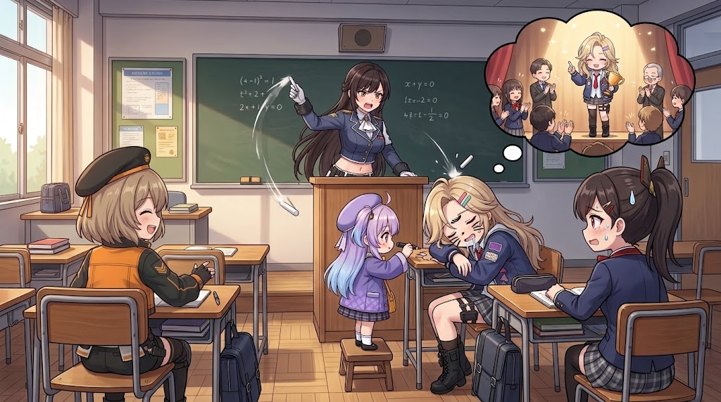 Anime Sınıf Uyuyan Öğrenci Sahnesi (1/4)