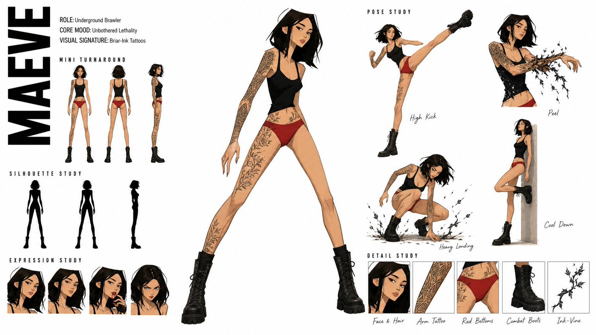 Fiche conceptuelle de personnage haute couture (1/2)