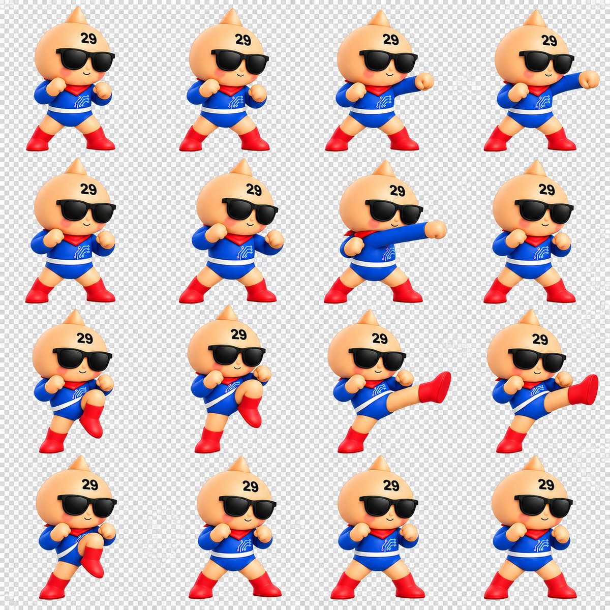 Feuille de Sprites Combat Mascotte Chibi