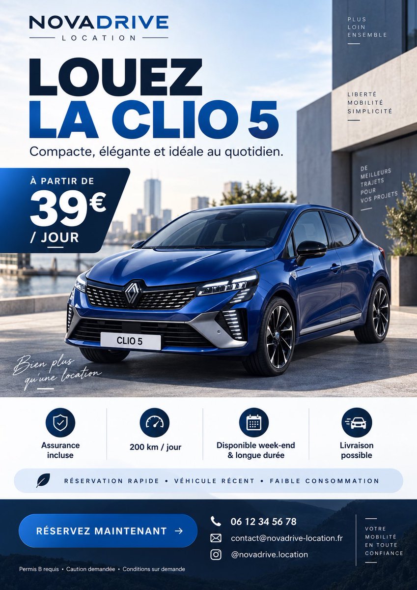 Selebaran Sewa Clio 5 Prancis