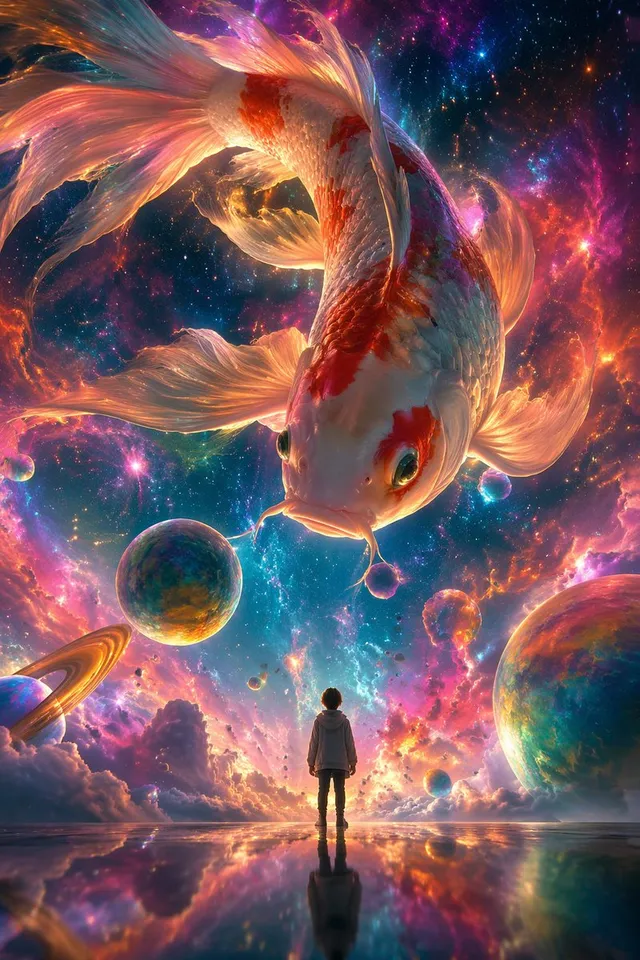 Illustration surréaliste de poisson Koi