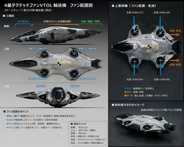 Технический лист научно-фантастического самолета VTOL