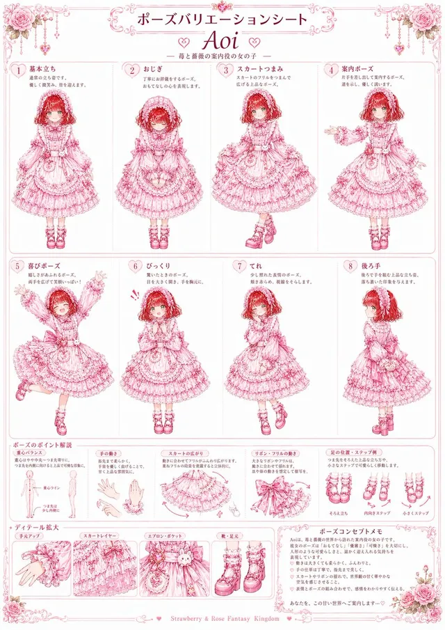 Pink Lolita Pose Variation Sheet
