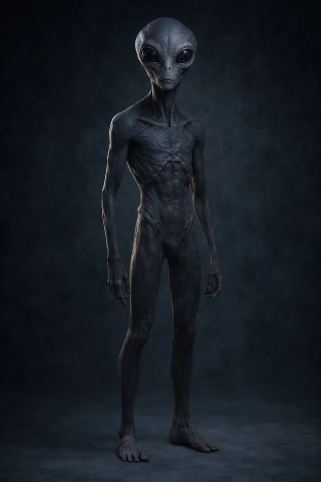 Retrato de Alienígena de Cuerpo Completo Inquietante