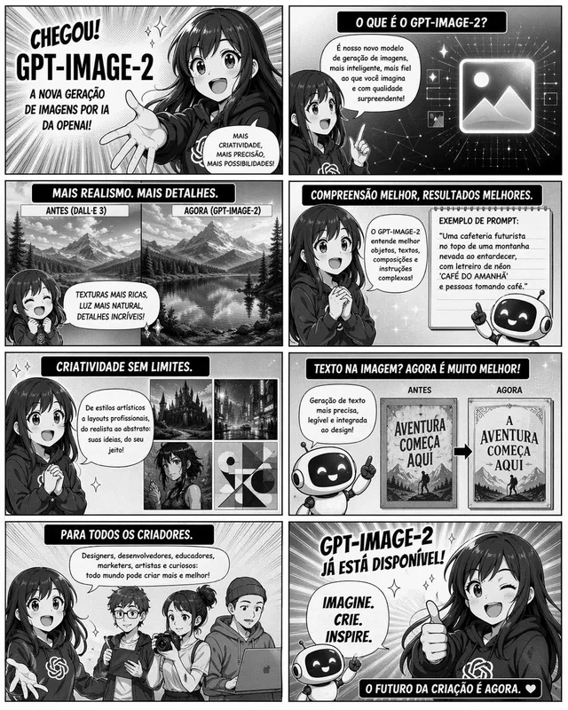 Promoção de Mangá GPT-Image-2 de 8 Painéis