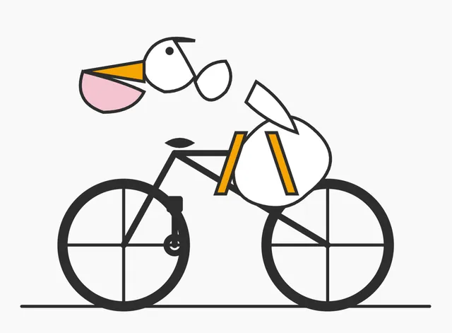 Minimal Pelican Riding Bicycle
