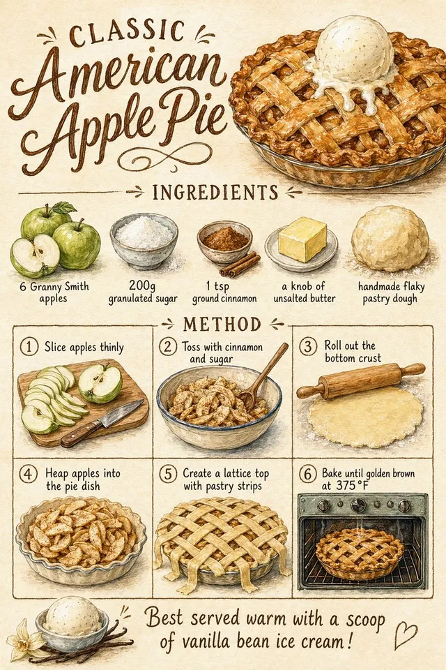 Vintage Apple Pie Recipe Poster