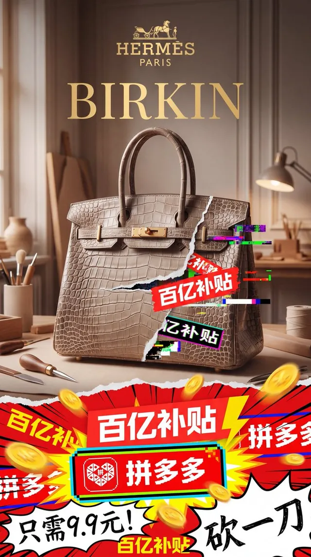 Luxury Bag Meets Discount Chaos Poster