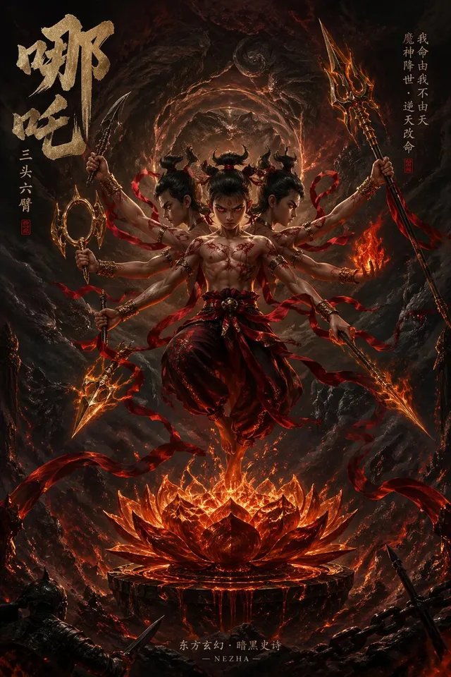 Couverture de roman fantastique épique pour Nezha