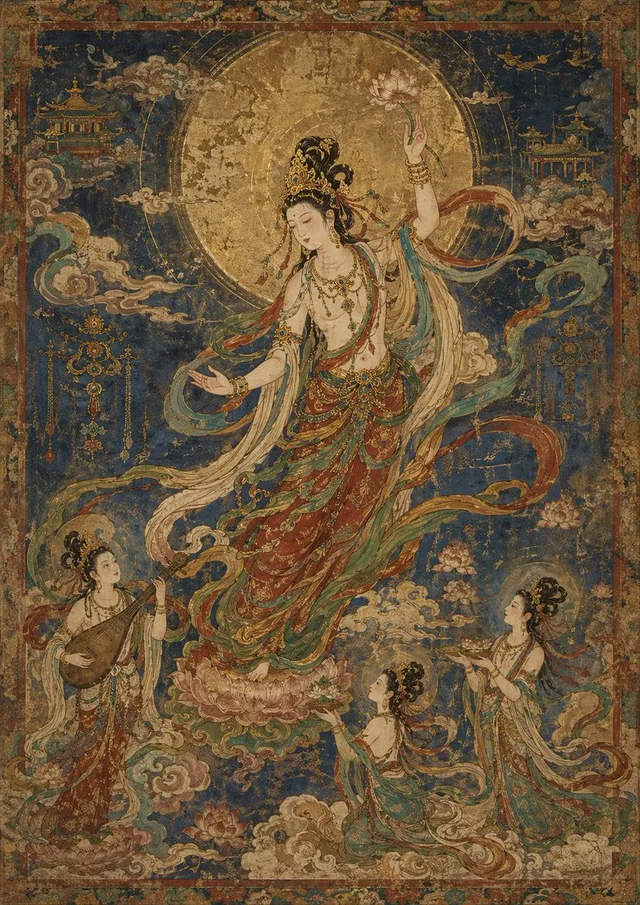 Fresque antique de déesse céleste