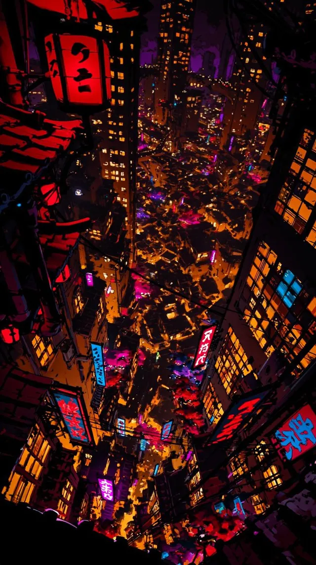 Surrealer Neon-Japanischer Megacity-Überblick