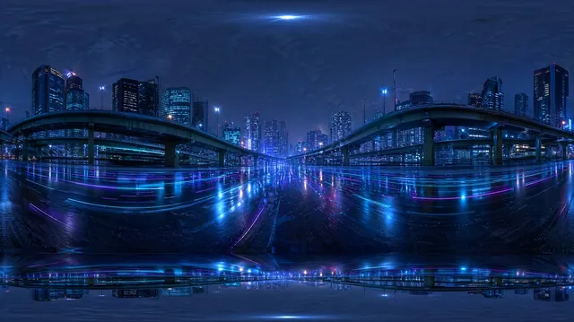 HDRI de Autopista de Ciudad Cyberpunk