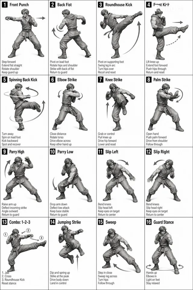 Instructional Martial Arts Movement Sheet