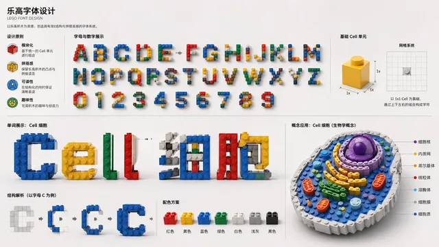 Концепт шрифта в стиле LEGO