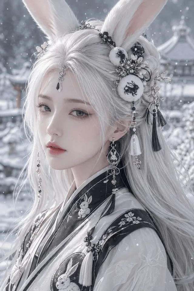 Karlı Tavşan Hanfu Portresi